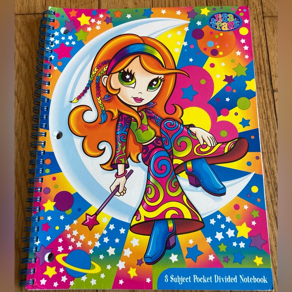 Lisa Frank Vintage Be Happy 3 Subject Pocket Divided Notebook 102 Sheets 1976